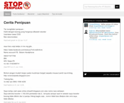 Stoppenipuan.com(STOP PENIPUAN) Screenshot