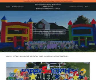 Storksandmoreyardsigns.com(Birthday Yard Signs and Bounce Houses) Screenshot