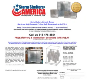 Stormsheltersinc.com(Storm Shelters of America above ground Tornado Safe Rooms are highest tested in the United States) Screenshot