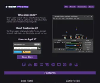 Streamavatars.com(The interactive stream overlay for broadcasters) Screenshot