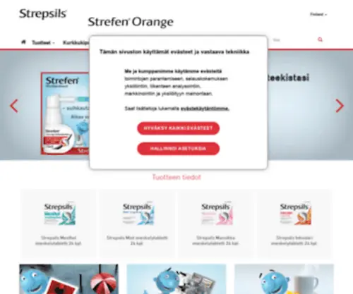 Strepsils.fi(Imeskelytabletit kurkkukivun hoitoon) Screenshot