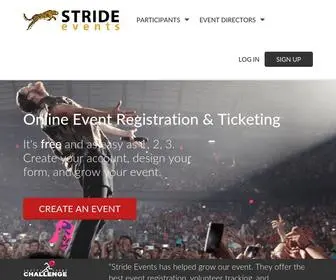 Strideevents.com(Free Online Event Registration Software & Event Reviews) Screenshot