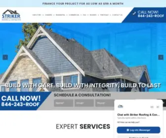 Strikerbuilds.com(Striker Roofing & Construction) Screenshot