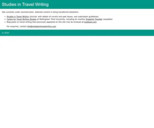 Studiesintravelwriting.com(Studies in Travel Writing) Screenshot