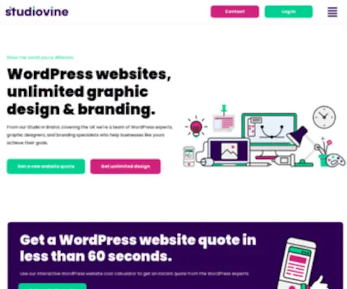 Studiovine.co.uk(We're your WordPress experts and unlimited graphic design service in the UK) Screenshot