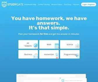 Studygate.com(Online Tutoring & Homework Help) Screenshot