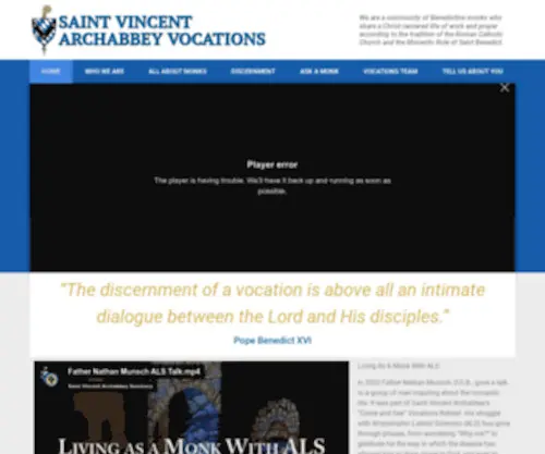 Stvincentmonks.com(Saint Vincent Archabbey Vocations) Screenshot