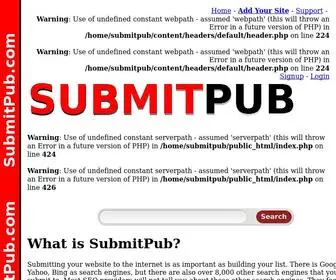 Submitpub.com(Use of undefined constant pagetitle) Screenshot