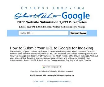 Submiturltogoogle.com(Submit URL to Google Without Signing In. The indexing of your content by Google) Screenshot