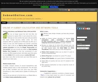 Subnetonline.com(Online IP Subnet Calculator and Network Tools) Screenshot