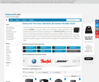 Subwoofer.net(Subwoofer Testdie besten Lautsprecher im Vergleich) Screenshot