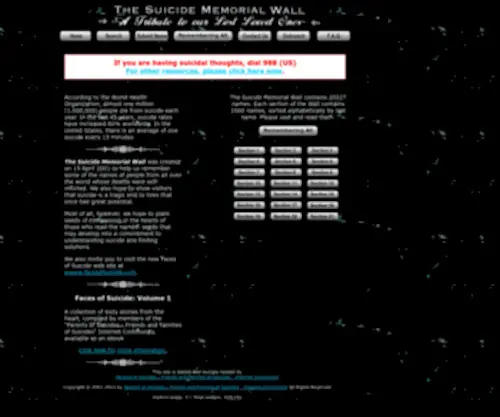 Suicidememorialwall.com(Suicide Memorial Wall) Screenshot