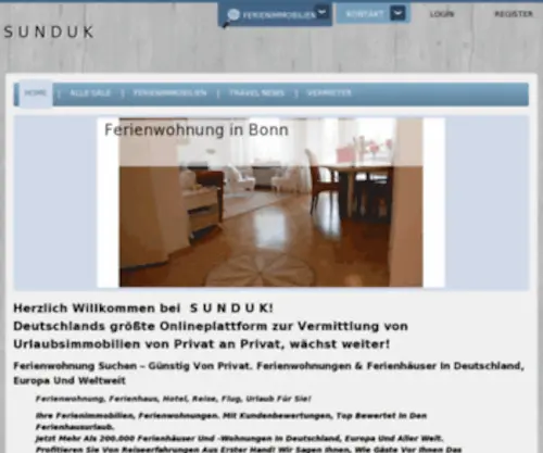 Sunduk.de(Deutschlands größte Onlineplattform zur Vermittlung von Urlaubsimmobilien von Privat an Privat) Screenshot