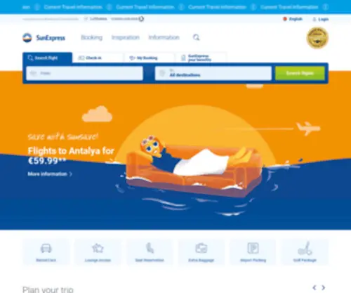 Sunexpress.com.tr(Book cheap flights & fly to top destinations) Screenshot