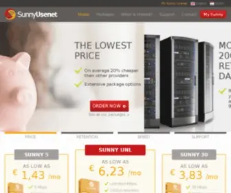 Sunnyusenet.com(The Usenet provider with the lowest rates) Screenshot