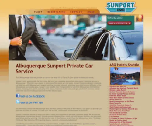 Sunportlimo.com(Albuquerque Airport Limo Car Service Provider To/From Santa Fe Airport) Screenshot