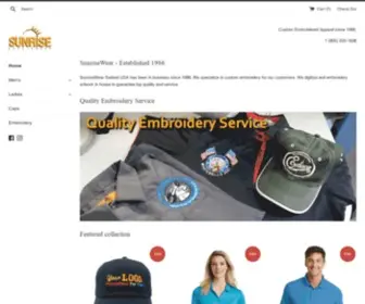 Sunrisewear.com(Custom Embroidery on classic cut apparel) Screenshot