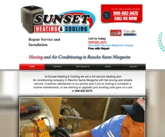 Sunsetcooling.com(Rancho Santa Margarita HVAC) Screenshot