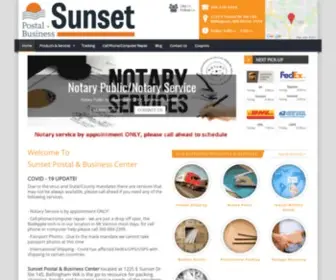 Sunsetpostal.com(Packing, Shipping, Mailing) Screenshot