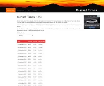 Sunsettimes.co.uk(Shows the Sunset and Sunrise times for the United Kingdom. This page) Screenshot