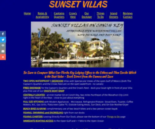 Sunsetvillas.com(Affordable Open Waterfront Accommodations with Dockage) Screenshot