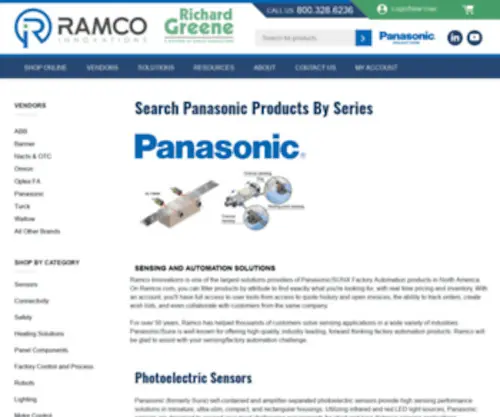 Sunx-Ramco.com(Search Panasonic Products By Series) Screenshot