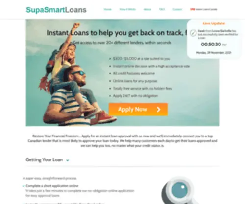Supasmartloans.ca(Online Loans) Screenshot