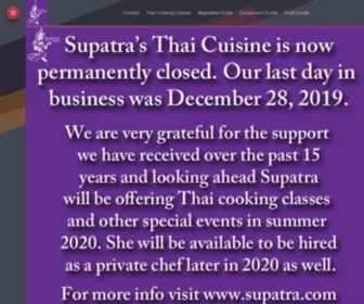 Supatra.com(Supatra Cooks Thai website contains information on Thai Cooking Classes and Crying Tiger) Screenshot