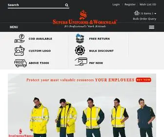 Superbuniforms.com(Inida's Biggest Online Store of Uniforms and Workwear) Screenshot