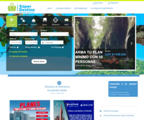 Superdestino.com(Tiquetes, paquetes turisticos, hoteles) Screenshot