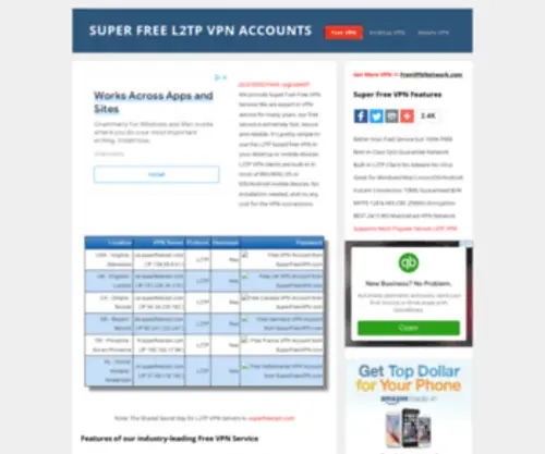 SuperfreeVPN.com(Super Free L2TP VPN Accounts) Screenshot