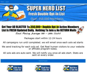 Superherolist.net(Double Opt In Solo Ads by Super Hero List) Screenshot