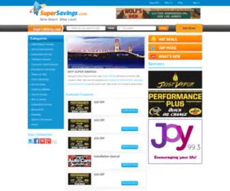 Supersavings.com(Local Coupons Michigan Business Directory of Deals Specials) Screenshot
