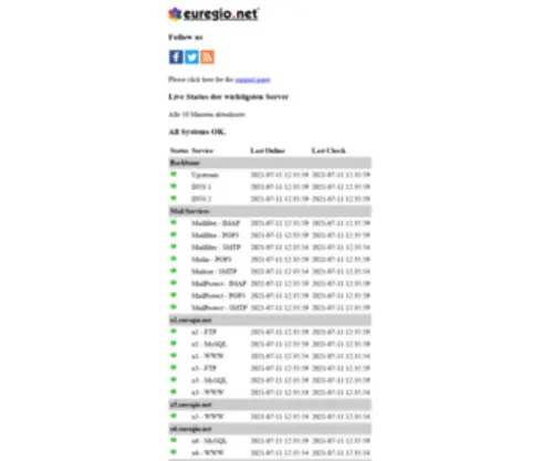 Supporteuregio.net(Network Status & Support) Screenshot