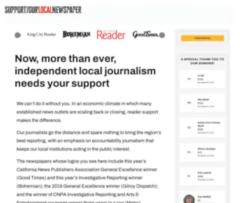 Supportyourlocalnewspaper.com(Keep independent local journalism alive) Screenshot