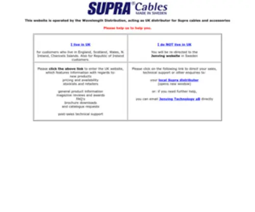 Supracables.co.uk(Supra cables) Screenshot