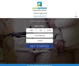 Sureoptions.com(Burial Life Insurance) Screenshot