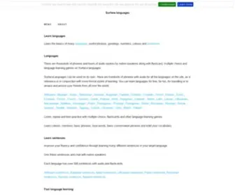 Surfacelanguages.com(Free language learning for the aspiring polyglot) Screenshot