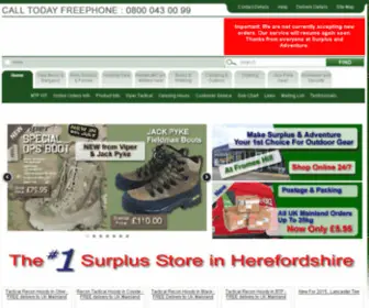 Surplusandadventure.com(Army Surplus Store) Screenshot