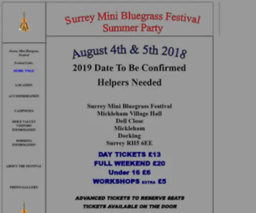 Surreybluegrass.com(Surrey Mini Bluegrass Festival 2nd & 3rd August 2014) Screenshot