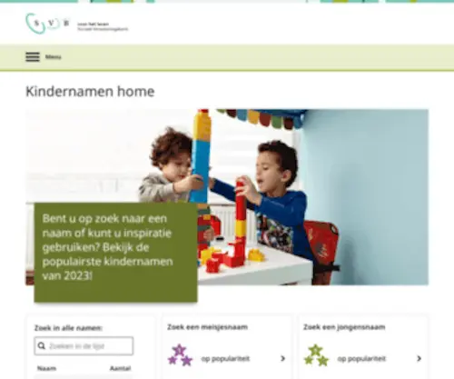 SVbkindernamen.nl(De Sociale Verzekeringsbank (SVB)) Screenshot