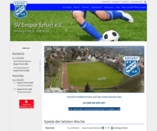Svemporerfurt.de(SV Empor Erfurt e.V) Screenshot