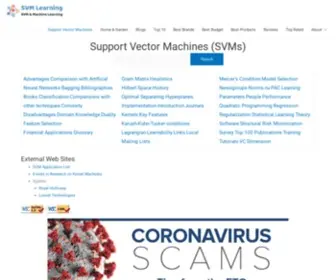 SVmlearning.com(Support Vector Machines) Screenshot