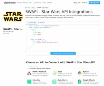 Swapi.co(Pipedream enables developers to easily integrate the SWAPI) Screenshot