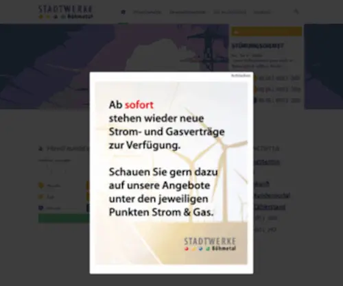 SWBT.de(Startseite / Stadtwerke Böhmetal) Screenshot