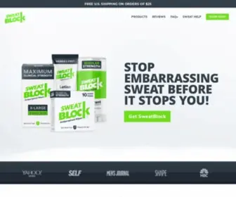 Sweatblock.com(Solutions for Excessive Sweating & Hyperhidrosis by SweatBlock) Screenshot