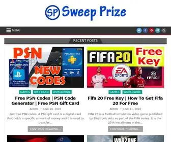 Sweepprize.com(Sweepstakes, Giveaways, Freebies, Games And More) Screenshot