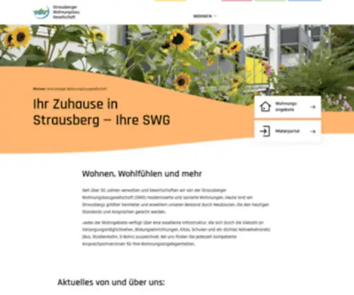 SWG-Strausberg.de(Willkommen bei der Strausberger Wohnungsbaugesellschaft mbH) Screenshot
