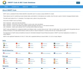 Swiftcodelist.com(SWIFT Code & BIC Code Database) Screenshot