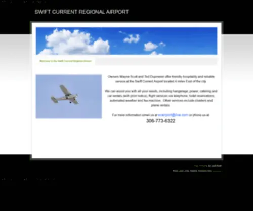 Swiftcurrentairport.com(SWIFT CURRENT REGIONAL AIRPORT) Screenshot